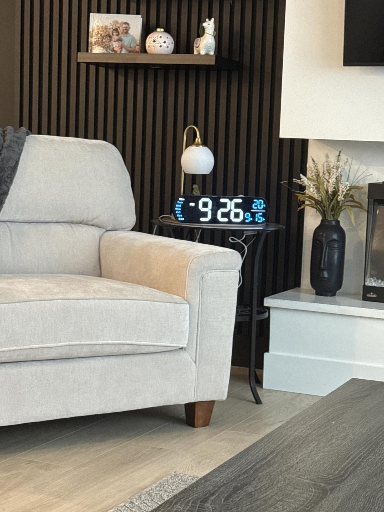LUMOX Digital Clock in living room setting
