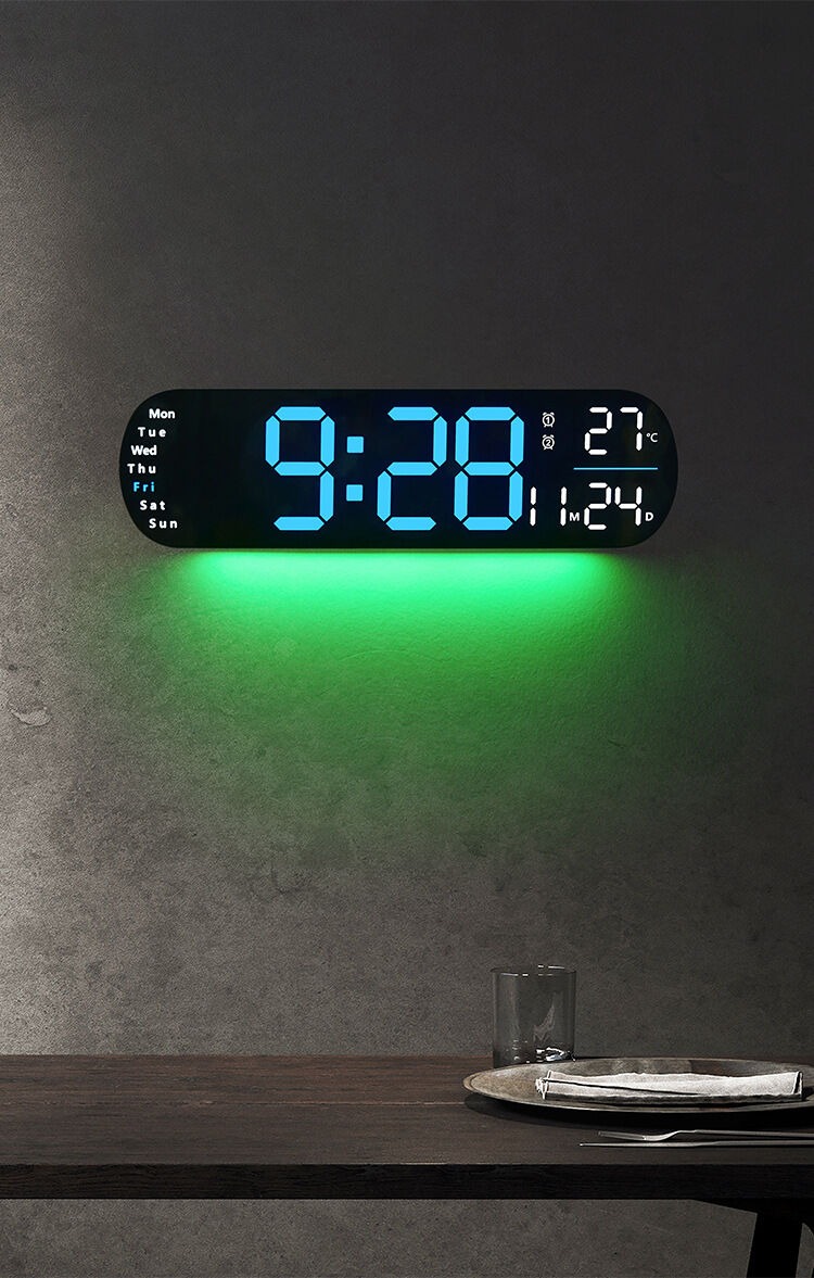 LUMOX Digital Clock temperature display showing room temperature reading